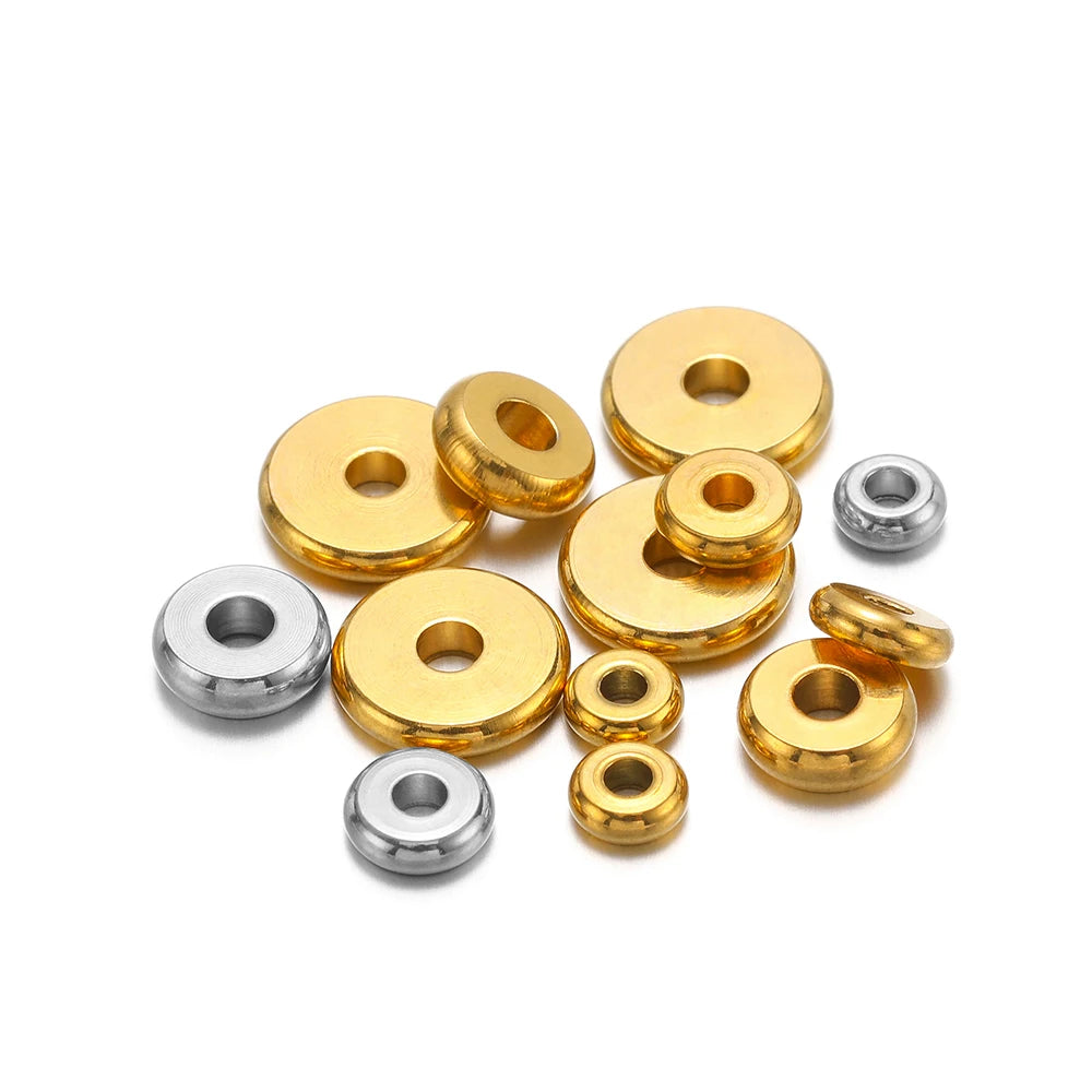 Stainless Steel Round Flat Spacer Beads Loose Beads for DIY Bracelet Necklaces Jewelry Making Supplies