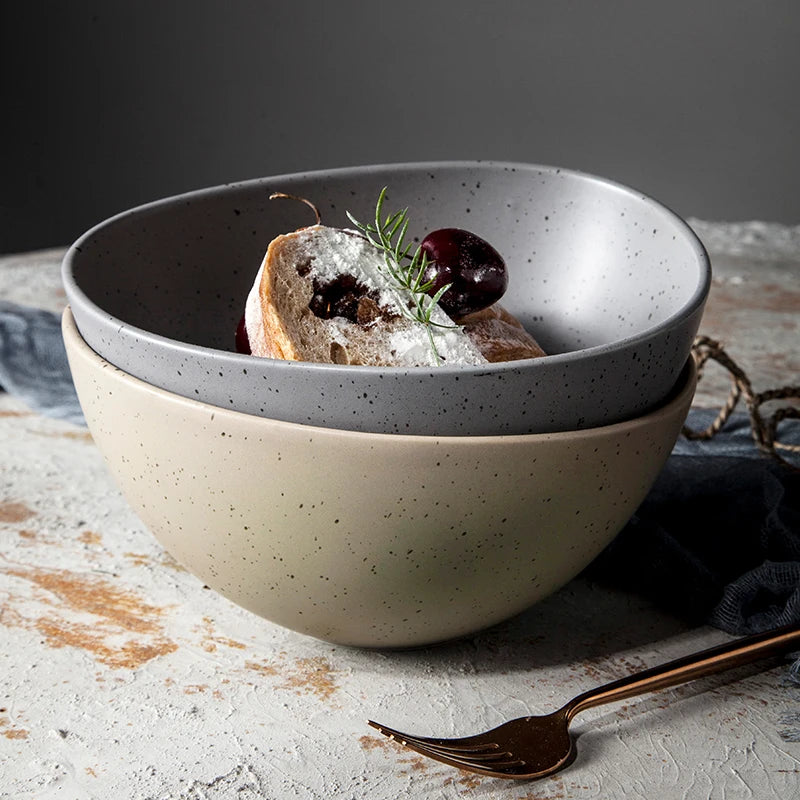 Modern Nordic Design Brown Glaze Glazed Ceramic Bowl Set High Quality Porcelain Dinnerware Guangdong Origin Eco-Friendly