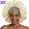 ZTZI Factory  Manufacturer Leopard-print Stretch Wide Band Custom logo Night Satin Bonnet  Women Sleep Hat Hair Bonnet