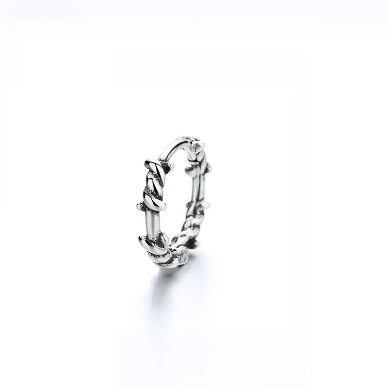 Retro Thai Silver Small Earring Hip Hop Cool Single Thorn Earrings for Men and Women