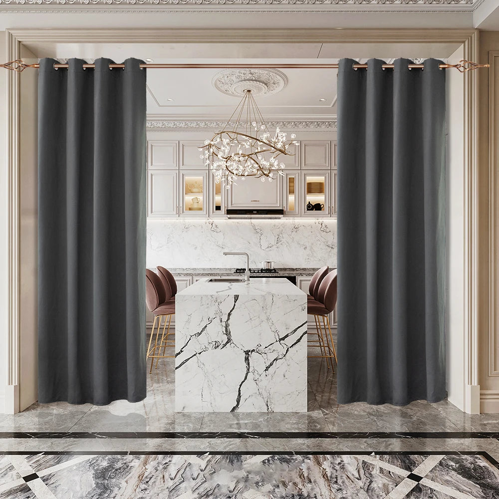 Custom Size 20Ft European Style Flame Retardant All-Season Blackout Thermal Insulated 100% Polyester Grommet Curtains Home