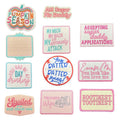 Iron on Embroidery Pumpkin Season pink Words Patch for Outdoor Overcoat Hat Decoration
