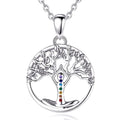 Merryshine 925 Sterling Silver Family Tree of Life Yoga Chakra Pendant Necklace