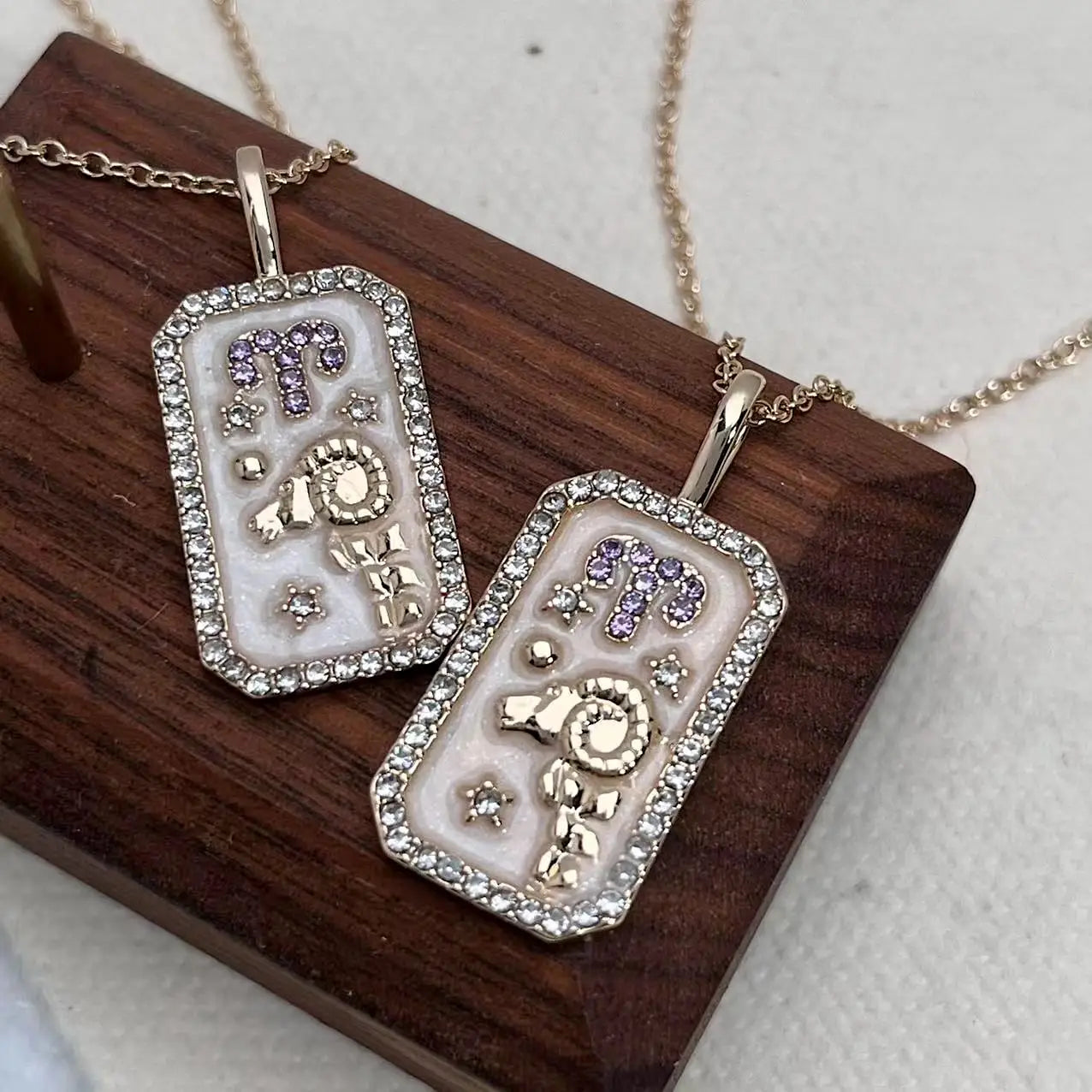 Jialin Jewelry Zodiac Necklace New Fashion 18k Gold Plated Jewelry Cz Necklace Stainless Steel Zodiac Sign Jewelry