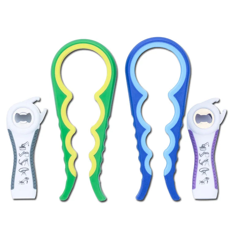 Custom Silicone Plastic Manual Can Opener Kit Multifunction Kitchen Gadget Household Opening Tool Safe Bottle Jar Opener OEM ODM
