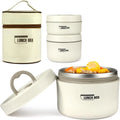 304 Stainless Steel Portable Stackable Microwavable Insulated Multi-layer Lunch Box Set Bento Box with Cutlery and Bag