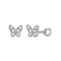 New Elegant Jewelry 925 Sterling Silver Women's Children's Zircon Butterfly Earrings