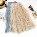 85cm Length Many Layers pink Black Pleated Long Skirt Vintage High Waisted a Line Satin Skirts Beige Blue