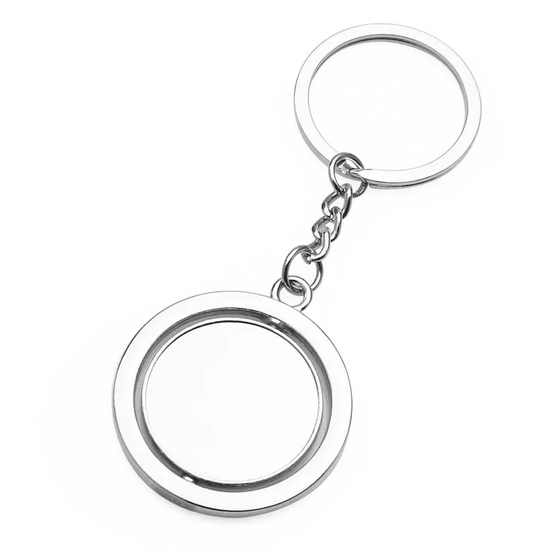Blank Metal Keychain Double Sided Car Rotary Keychain Customized