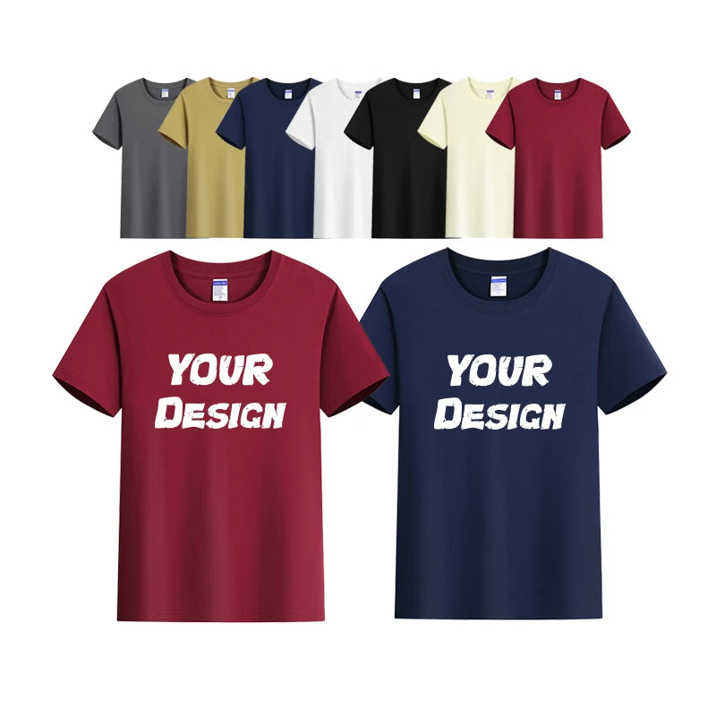 High Quality Low OEM MOQ Custom 220g  Unisex Blank T Shirts 100% Cotton Custom Logo Summer Regular Fit Men's T-Shirts