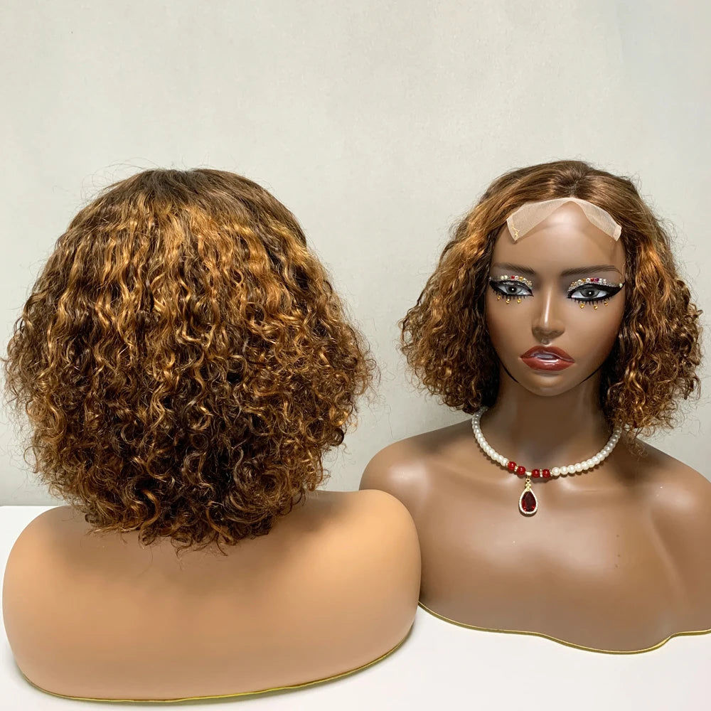 SDD 4by4 Closure Short Luxury Curly Human Hair WigRaw Cuticle Aligned Indian HairProfessional Factory Wig Located in Guangzhou