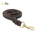 SinSky Luxury Custom Vegan Genuine Adjustable Braided Dog Rope Leash Brown Pet Dog Leash Leather Dog Leash