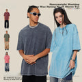 270gsm Custom Plus Size Men's Drop Shoulder Thick Vintage Washed Solid Color Loose Short Sleeve Couple T-shirt Streetwear Tops
