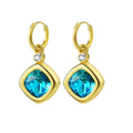 6 in 1 Interchangeable Zircon Month Stone Earrings 18K Gold Plated Stainless Steel Drop Earrings