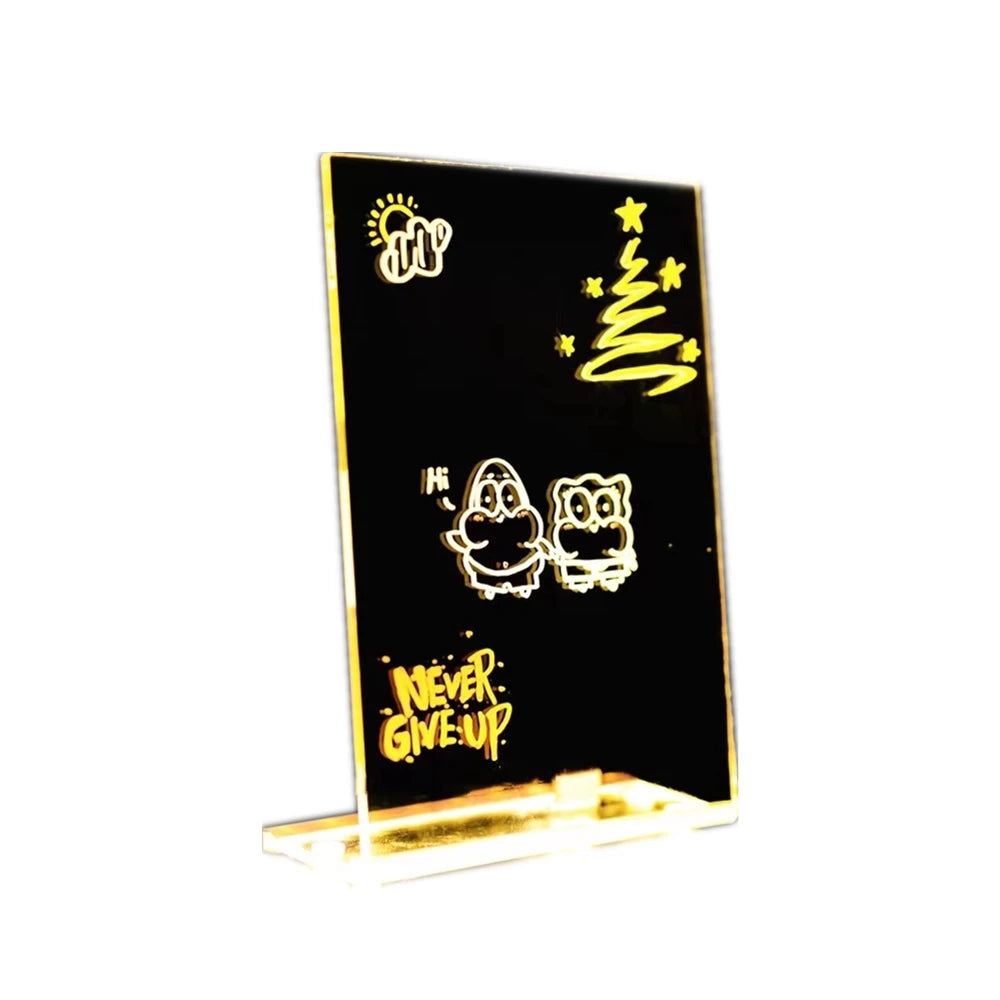 USB Luminescent Acrylic 3D Drawing Board Dust-proof Erasable LED Note Board Night Light Dust-proof Transparent Erasable Note