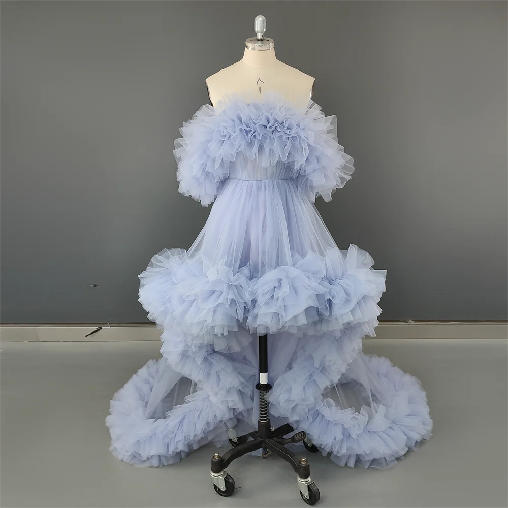 Real Photos Ruffles Strapless Engagement Wedding Ball Gown Birthday Party Dress Women Prom Evening Dresses Custom Color 14064
