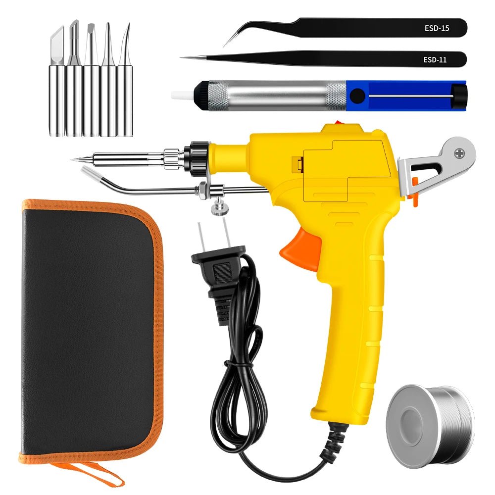 Power 80 Watts Electronic Soldering Gun Tools Kit with 5PCS Solder Tips 50g Soldering Wires Desoldering Pump 2PCS Tweezzers MegaBDM