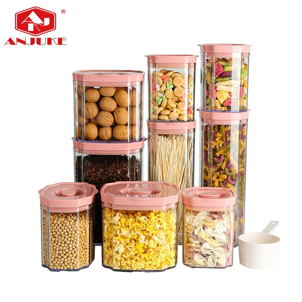 ANJUKE Rectangle Multi-functional Pantry Bulk Air Tight Dry Sealed Food Container Airtight Plastic Storage Cereal Containers Set