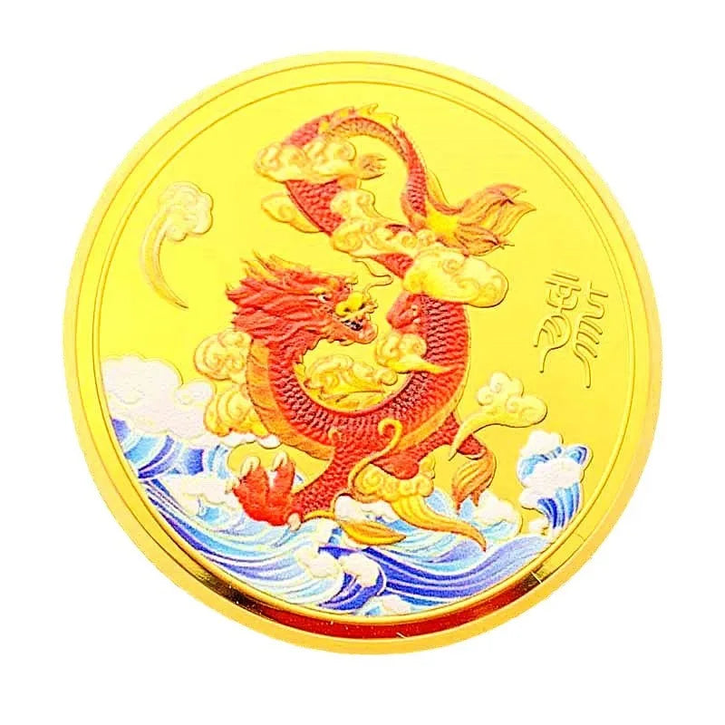 Wholesale Custom Dragon Years Gold Plated Coin Antique Silver Plating Metal Crafts 3D Challenge Souvenir Coin