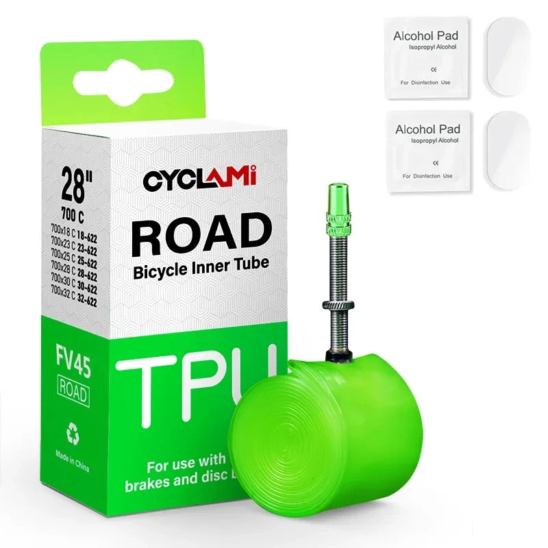 CYCLAMI Super Light 38g Road Bike Inner Tubes 45mm 60mm 80mm Valve French 700C 18 23 25 28 30 32 Bicycle Tubes TPU Material