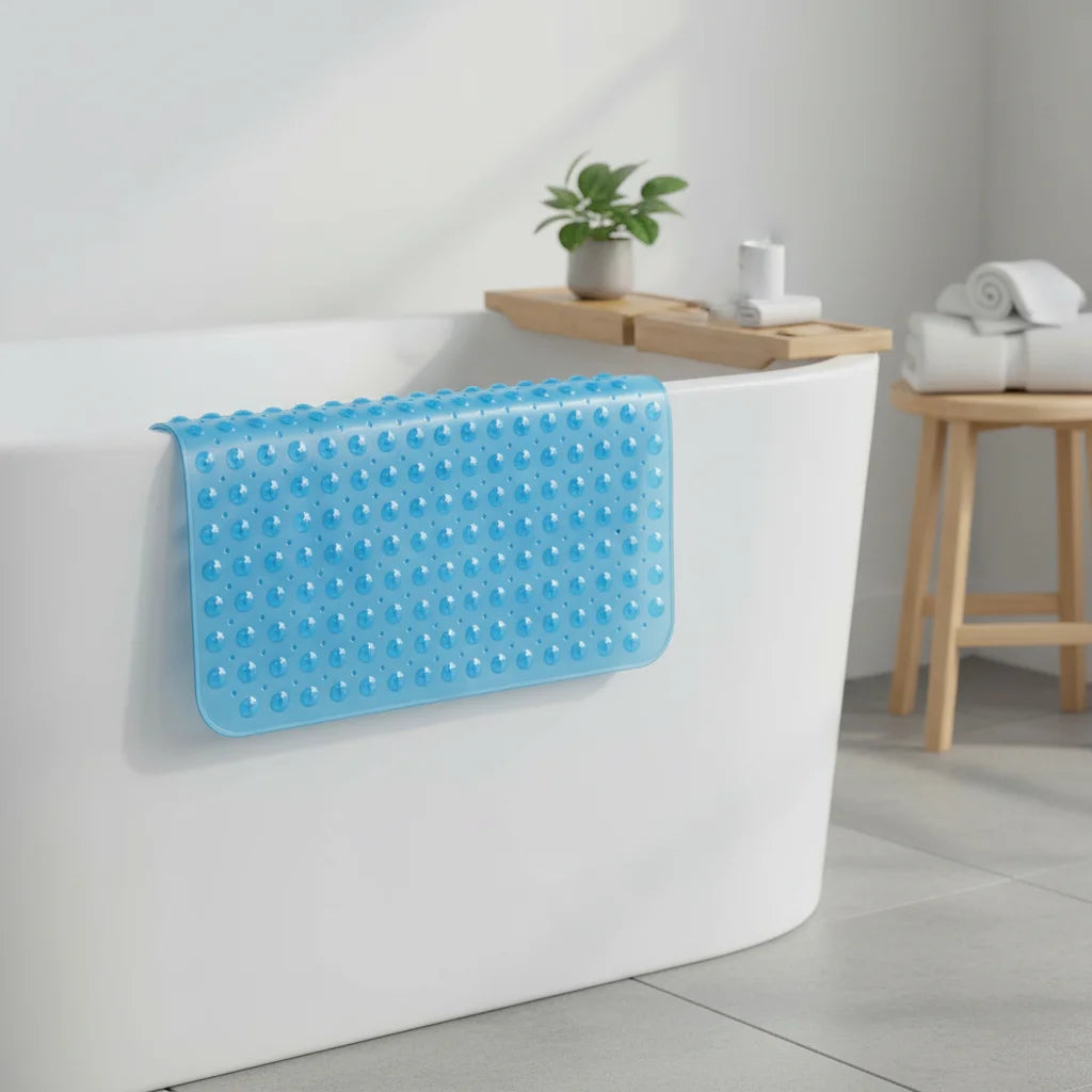 Classical 40x16 Inches PVC Non-Slip Bathtub Mat Machine Washable Anti-Slip Bath Shower Mat Solid Pattern Suction Cup