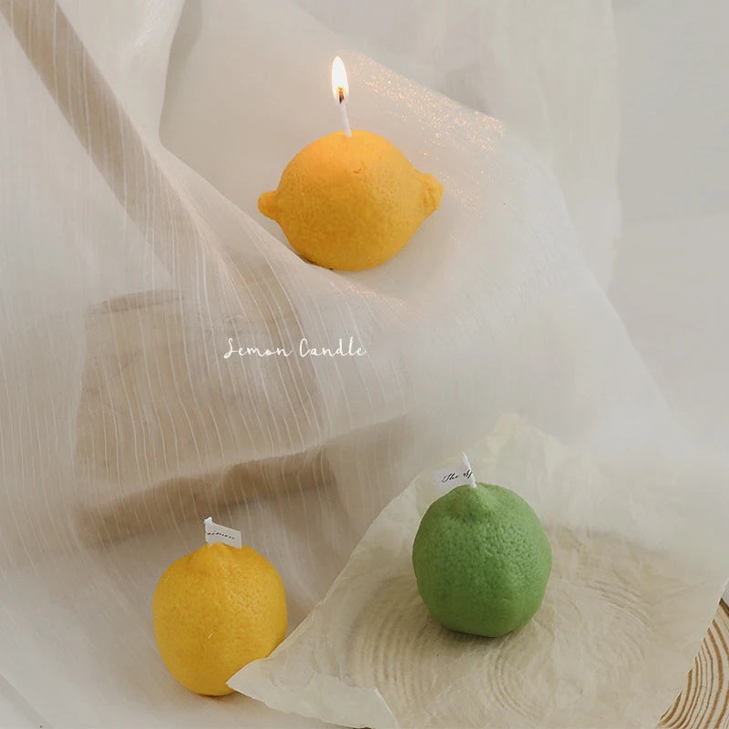 Creative Home Decoration  Handmade Smokeless Simulated Fruit Lemon Scented Candles