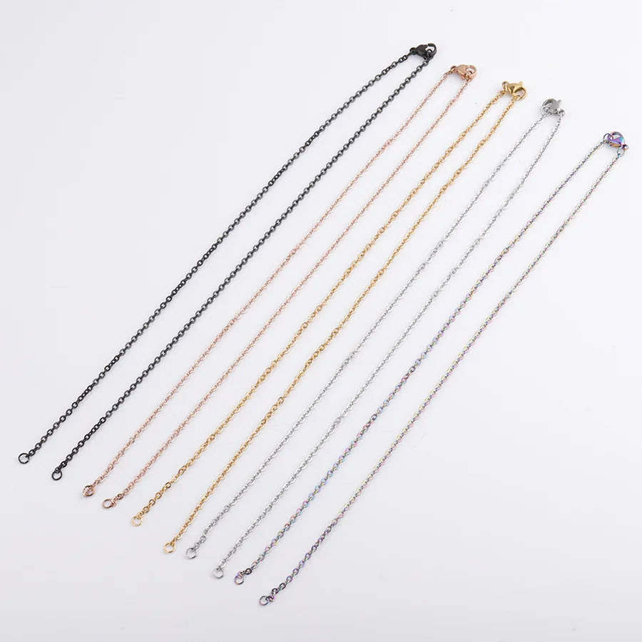 Wholesale 45 cm Mix Color Cable Chain Stainless Steel Necklace Gold Plated Stainless Steel Semi-finished Necklace for Women