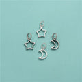 Wholesale Fashion 925 Sterling Silver Hollow Crescent Moon Star Pendant for Bracelet Necklace Jewelry Making