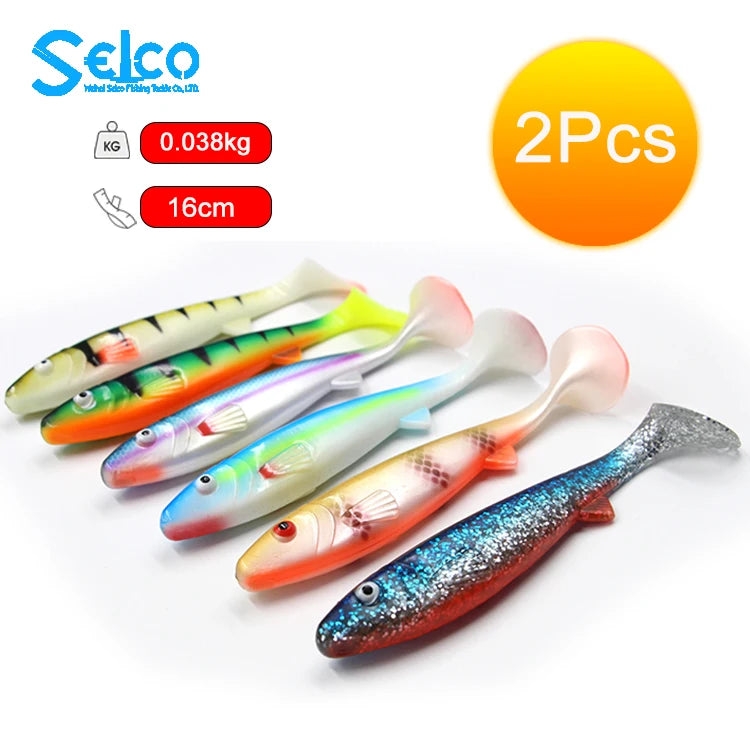 Selco 16Cm 38G T Tail Trout Fishing Bait Tsunami Shad Lure Swimbait Soft Plastic Bass Lure Fishing Lure Pike