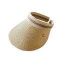 Sun Visor Hat for Women Straw Large Brim Hats for Women UPF 50+ Summer Ponytail Beach Hats for Women Travel