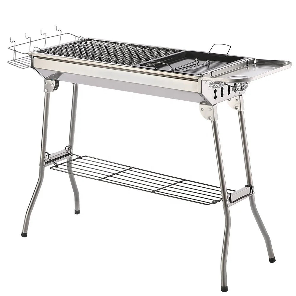 Factory Sale Outdoor Commercial Stainless Steel Detachable Foldable Charcoal Rotisserie Rotating BBQ Grill for Home Garden