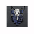 Men's Ornament Webbing Double Layer Bow Bolo Tie Hand-made Wedding Ribbon Collar Bridegroom Suit Glass Drill Rhinestones Bowtie