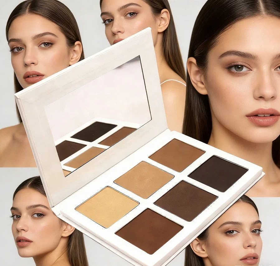 Make Your Brand Highlight Contour Palette High Pigment 6 Color Bronze Blusher Palette