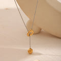 DAIHE Minimalist Advanced 18K Gold Plated Color Splicing Hoop Buckle Ball Pendant Stainless Steel Necklace