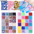 24 Grid Fluorescent AB Resin Nail Charms DIY Jewelry Accessories Mix Color 3D Art Flat Back Nail Rhinestone