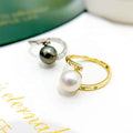 R940 8-9mm Natural Freshwater Pearl Ring Accessory 925 Sterling Silver Adjustable Size Engagement Jewelry Ring for Women