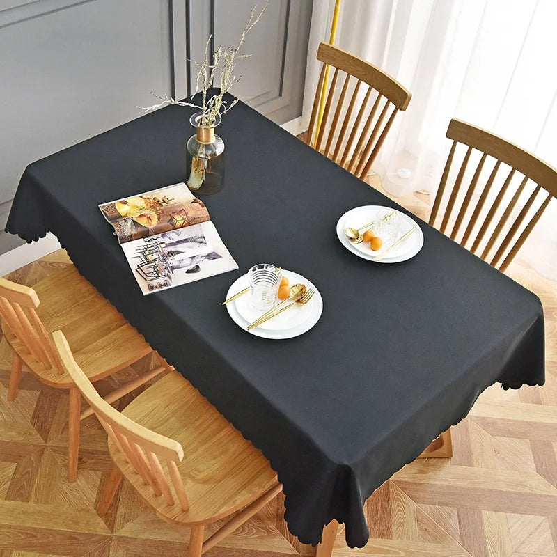 Black 100% Polyester Washable Square Tablecloth Cover for Dining Wedding Banquet Hotel Use