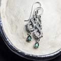 CAOSHI Dainty Tiny Green Zircon Retro Branches Dangle Earrings Lady Women Ancient Silver Vines Twisted Earrings Ethnic Women
