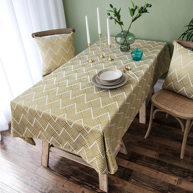 Light Luxury Jacquard Dining Tablecloth Dust-Proof and Classic Woven Decorative Covers for Rectangular Household
