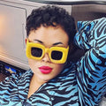 2025 New Style Funny Sun Glasses Square Luxury Trendy Oculos De Sol Blue White Red Pink Yellow Frames Cheap Sunglasses Fashion