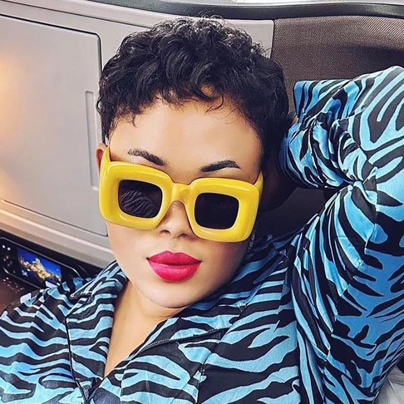 2025 New Style Funny Sun Glasses Square Luxury Trendy Oculos De Sol Blue White Red Pink Yellow Frames Cheap Sunglasses Fashion