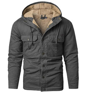 Custom Design Thickened Coat Solid Color Cotton Casual Lamb Cashmere Men's Jackets With Hooded