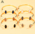 Trendy Oval Shape Agate Druzy Open Cuff Bracelet Fine Jewelry Wedding Gift for Women and Men