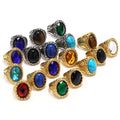 DAIHE Fashion Jewelry Oval Big Gemstone Rings Natural Stone Stainless Steel Ring Waterproof