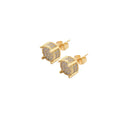 E005 CZ Zircon Stud Earrings with Brass Setting Gold Plated Hip Hop Bling Bling Iced Out Style for Anniversaries