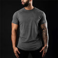 Fast Delivery New Arrival Casual Breathable Fitness Unisex Stretch Plain Curved Hem Gym Summer T Shirt for Men