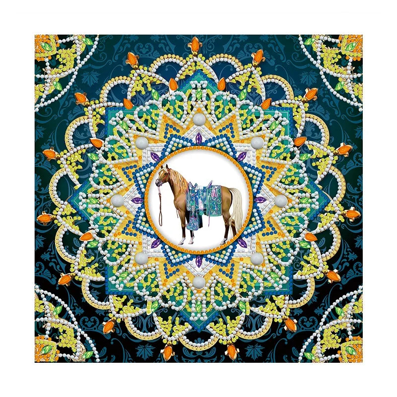 Luminous 5D Drill Horse Gemstone Flower Beads Handicraft Wall Painting Wholesale Custom Diamonds Painting Animals