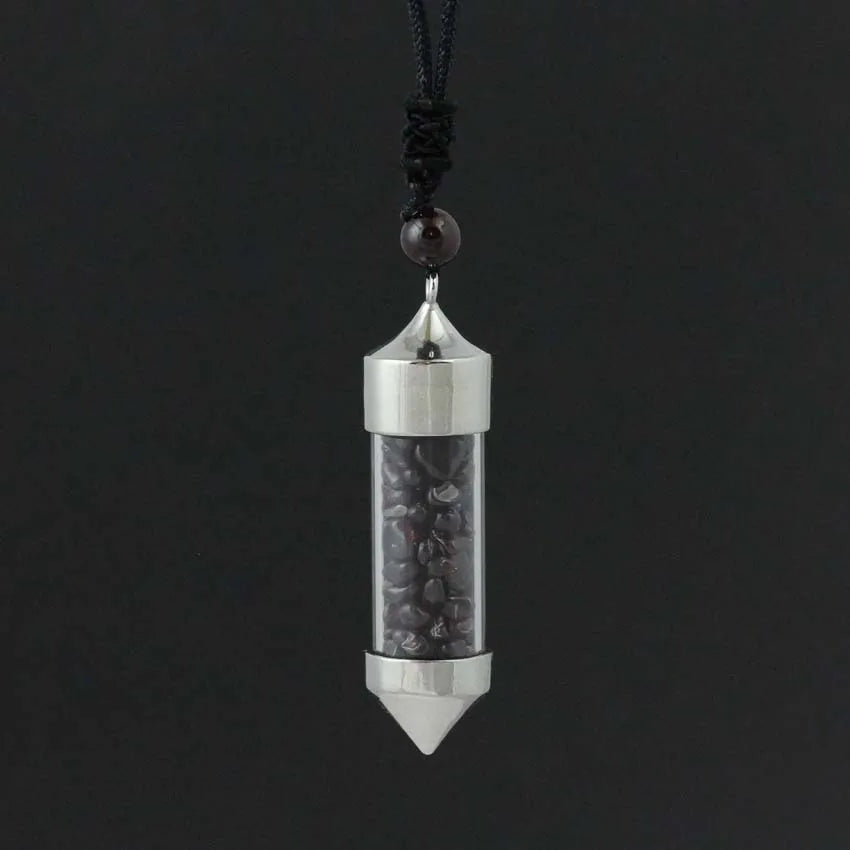 2026 Newest Accessories Natural Crystal Garnet Gravel Bullet-shaped Wishing Bottle Spirit Pendulum Drifting Bottle Pendant