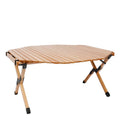 Woqi Outdoor Indoor Pine Wood Octagonal Camping Folding Table