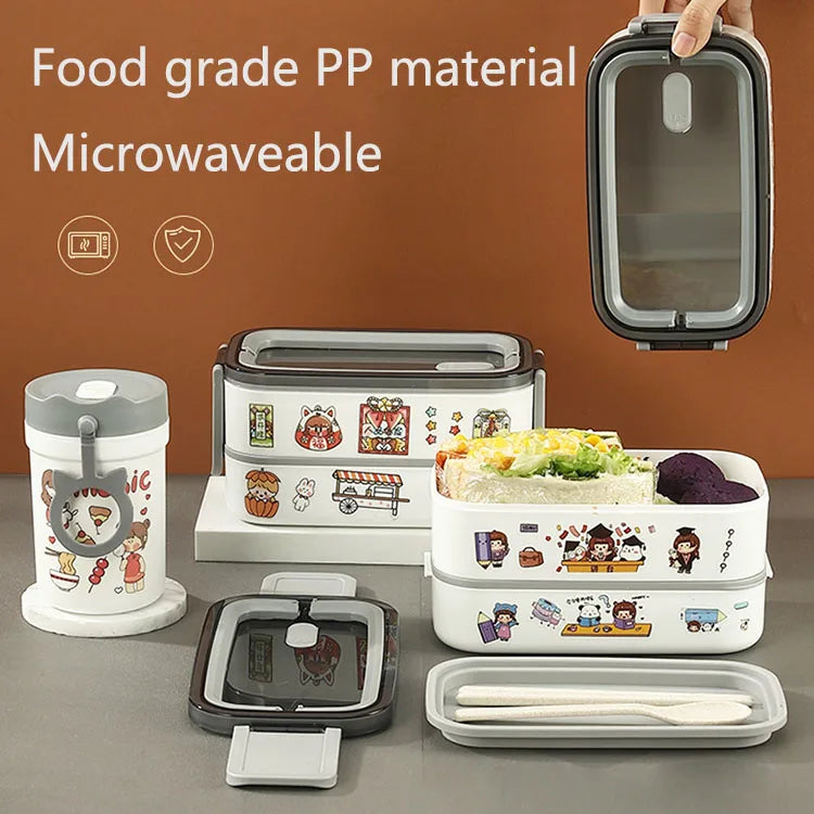 Cheap Price High Quality Handle Kids Lunch Box 2 Layer Microwave Plastic Food Warmer Bento Lunch Box